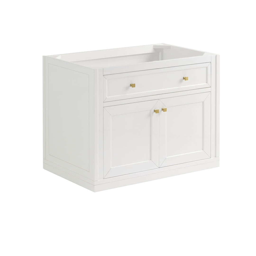 Chicago 36" Single Vanity, Glossy White, w/ 3 CM White Zeus Silestone® Top