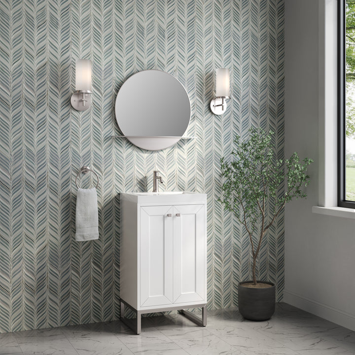 Chianti 20" Single Vanity, Glossy White, Brushed Nickel, w/ White Glossy Composite Stone Top