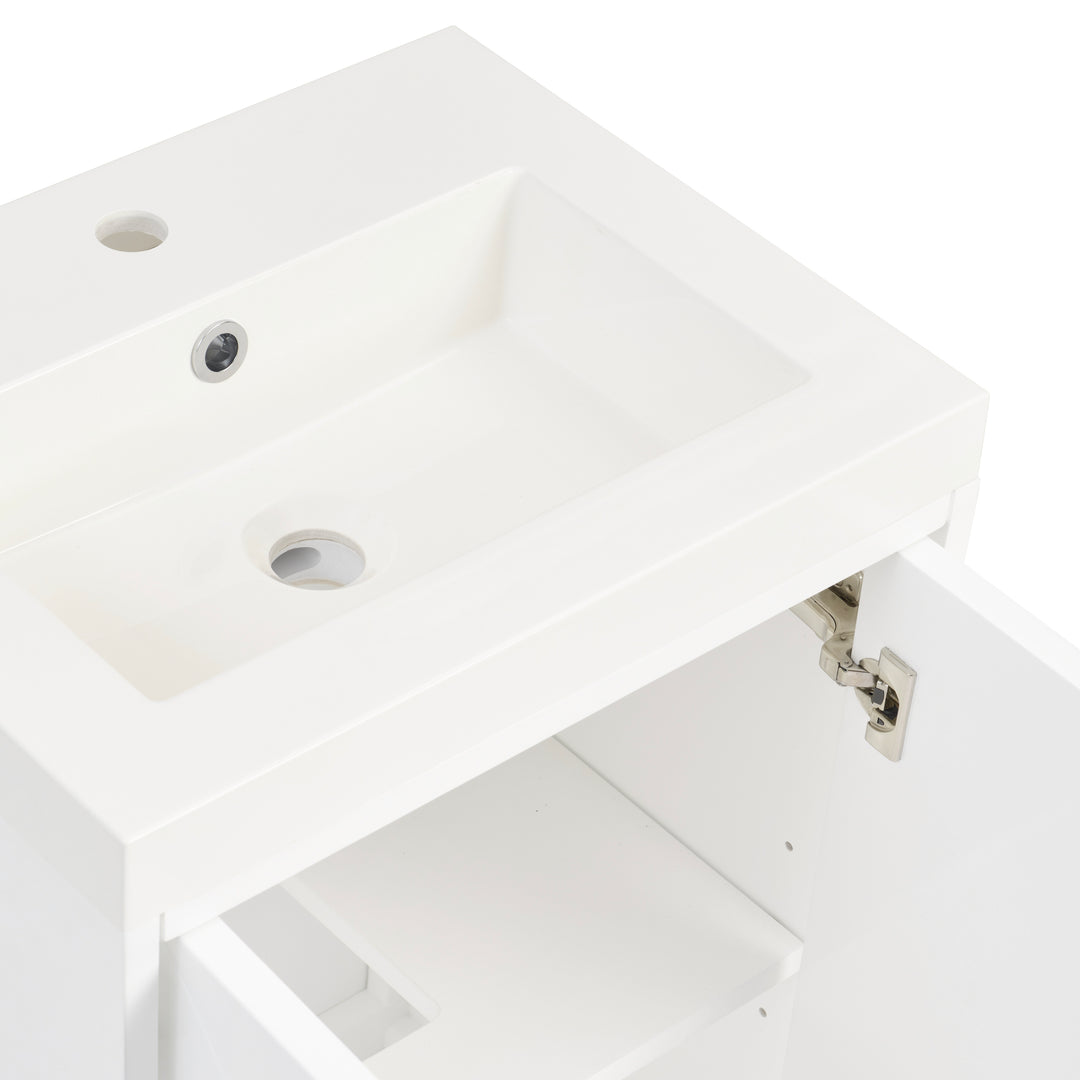 Chianti 20" Single Vanity, Glossy White, Brushed Nickel, w/ White Glossy Composite Stone Top