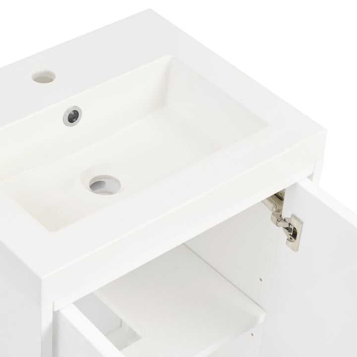 Chianti 20" Single Vanity, Glossy White, Brushed Nickel, w/ White Glossy Composite Stone Top