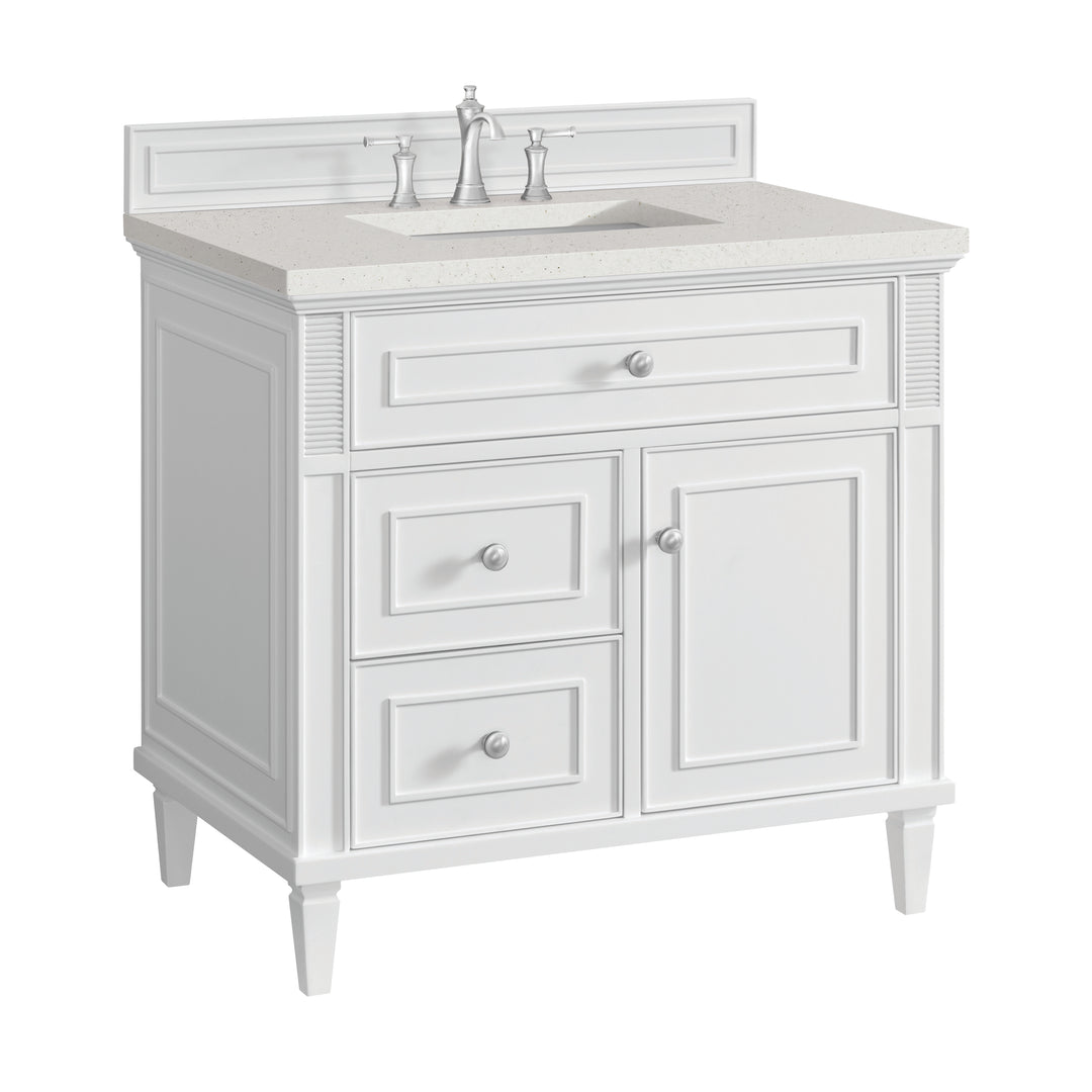 Lorelai 36" Single Vanity, Bright White w/ 3 CM Lime Delight Silestone Top