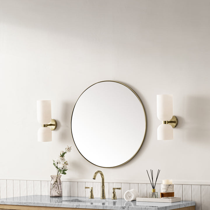 Rohe 30" Round Mirror, Champagne Brass