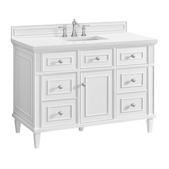 Lorelai 48" Single Vanity, Bright White w/ 3 CM White Zeus Silestone Top