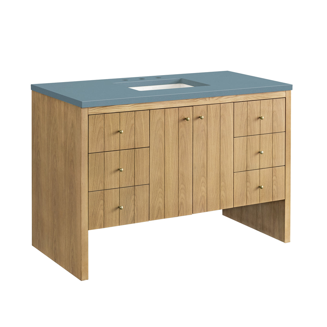 Hudson 48" Single Vanity, Light Natural Oak w/ 3 CM Cala Blue Top