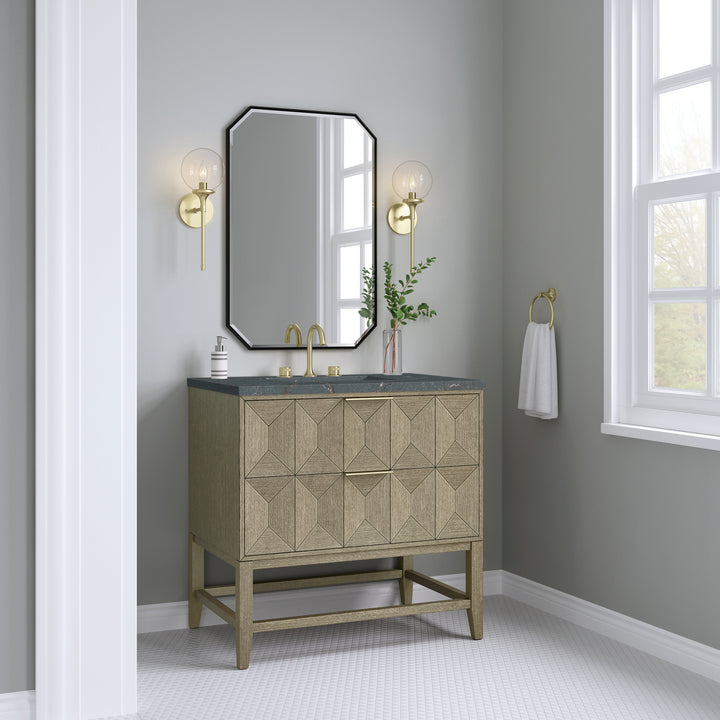 Emmeline 36" Single Vanity, Pebble Oak w/ 3 CM Parisien Bleu Top