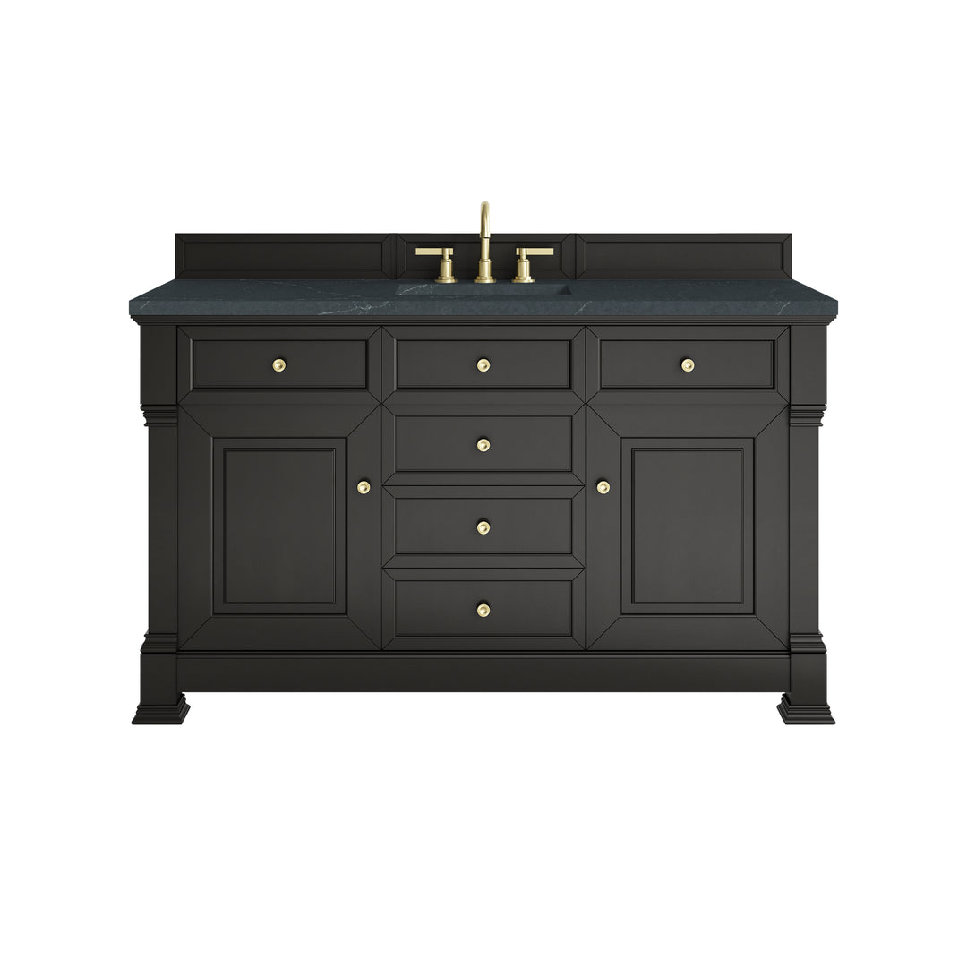 Brookfield 60" Single Vanity, Black Onyx w/3 CM Charcoal Soapstone Silestone® Top