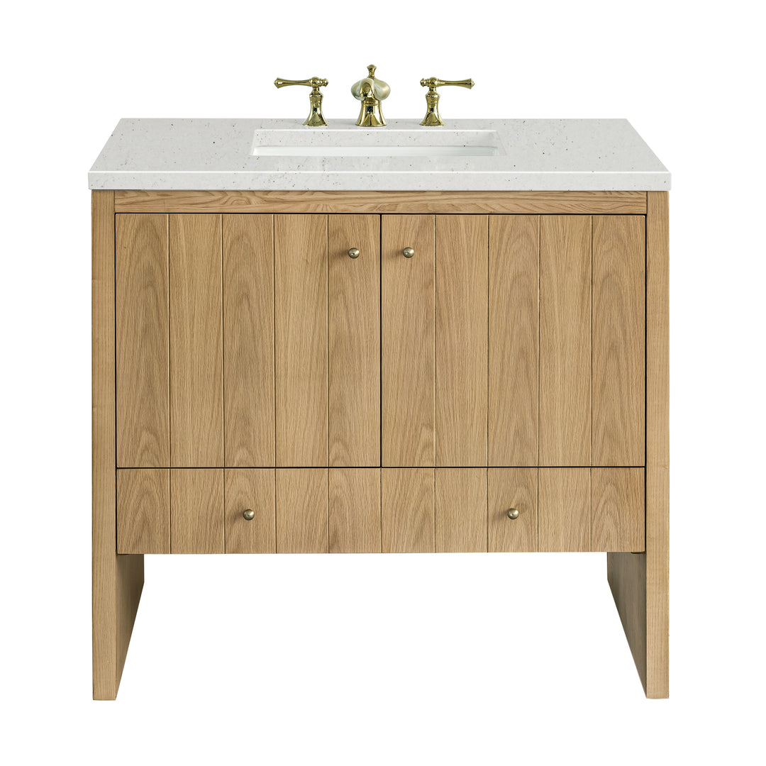 Hudson 36" Single Vanity, Light Natural Oak w/ 3 CM Lime Delight Top