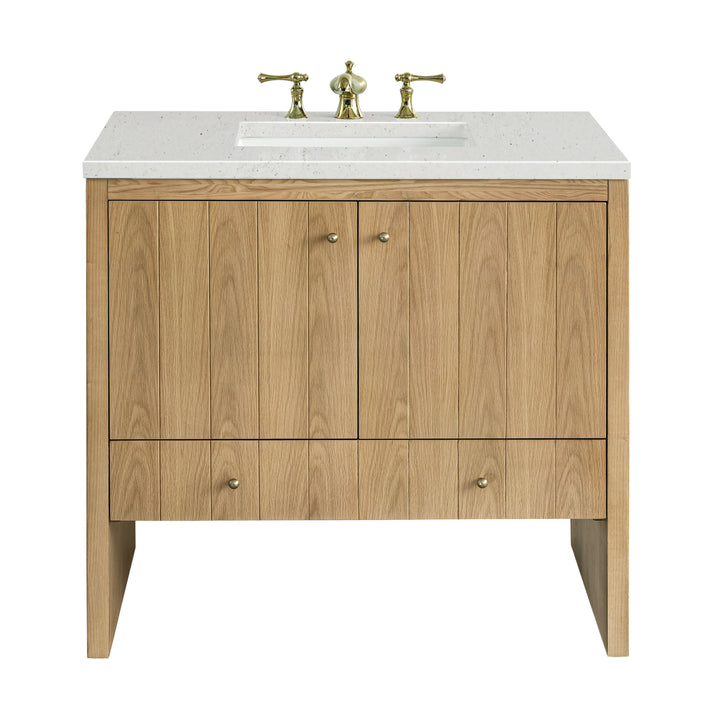 Hudson 36" Single Vanity, Light Natural Oak w/ 3 CM Lime Delight Top