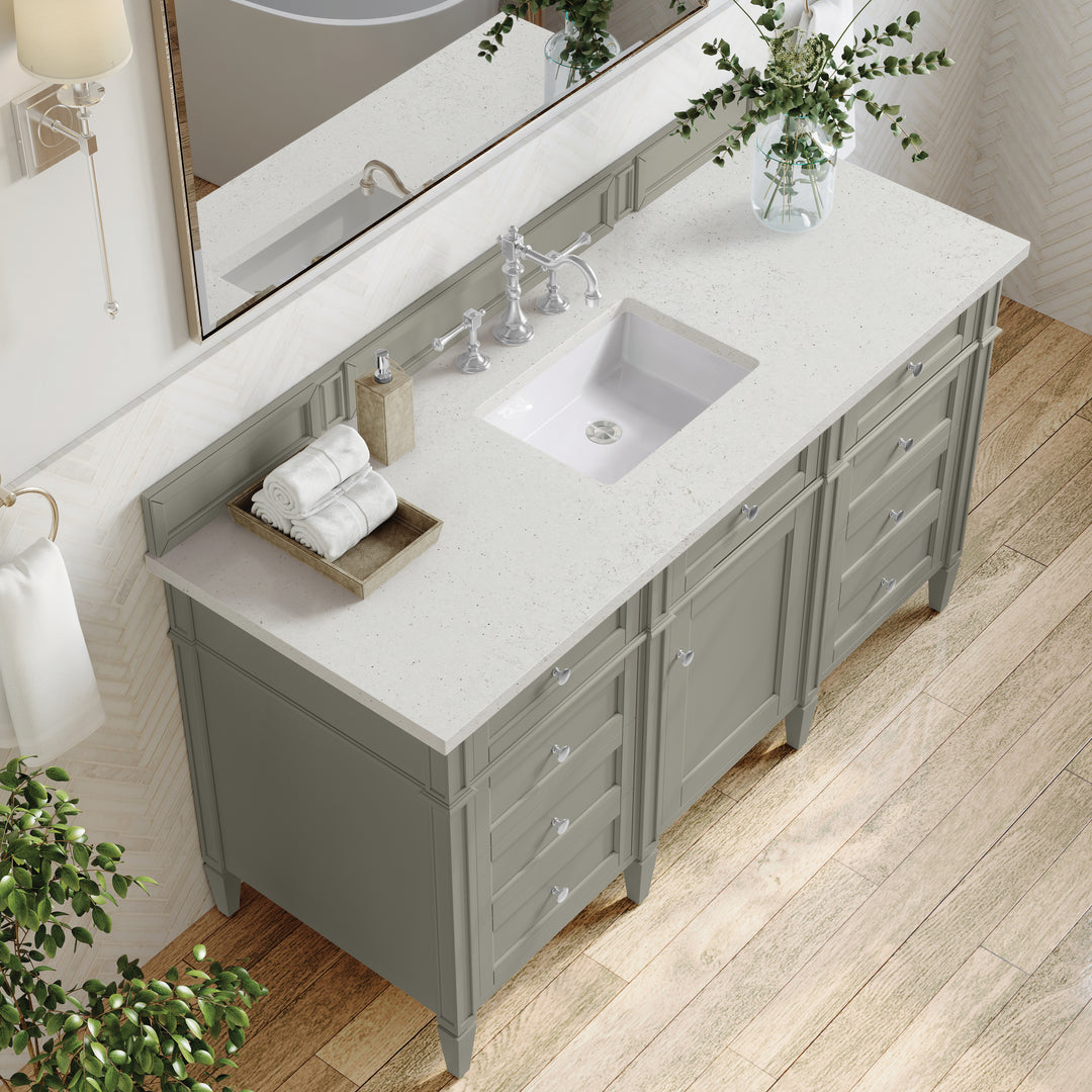 Brittany 60" Single Vanity, Urban Gray w/ 3 CM Lime Delight Silestone Top