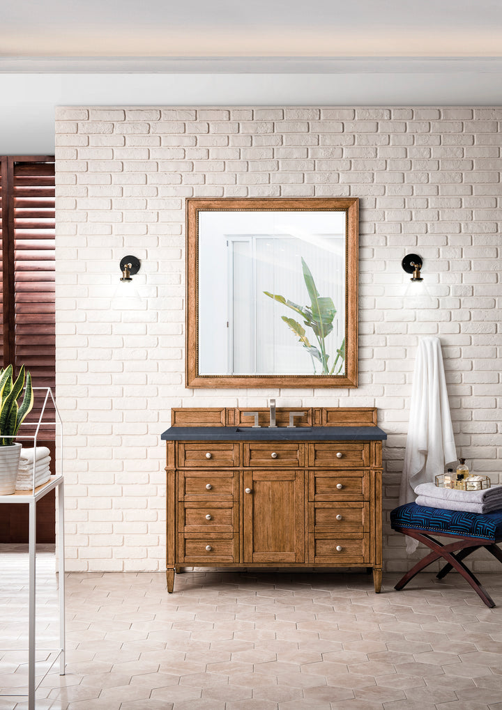 Brittany 48" Single Vanity, Saddle Brown w/ 3 CM Charcoal Soapstone Silestone Top