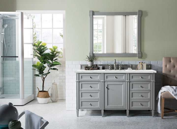 Brittany 60" Single Vanity, Urban Gray w/ 3 CM Ethereal Noctis Silestone Top