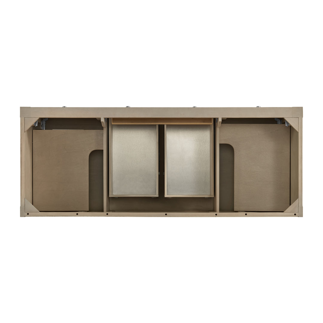 Breckenridge 60" Double Vanity, Whitewashed Oak w/ 3 CM Parisien Bleu Top w/FreePower Wireless Charger