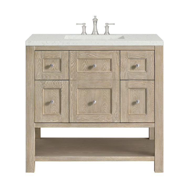 Breckenridge 36" Single Vanity, Whitewashed Oak w/ 3 CM Lime Delight Silestone Top