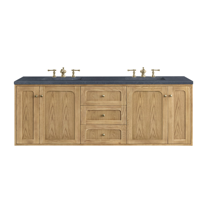 Laurent 72" Double Vanity, Light Natural Oak w/ 3 CM Charcoal Soapstone Top