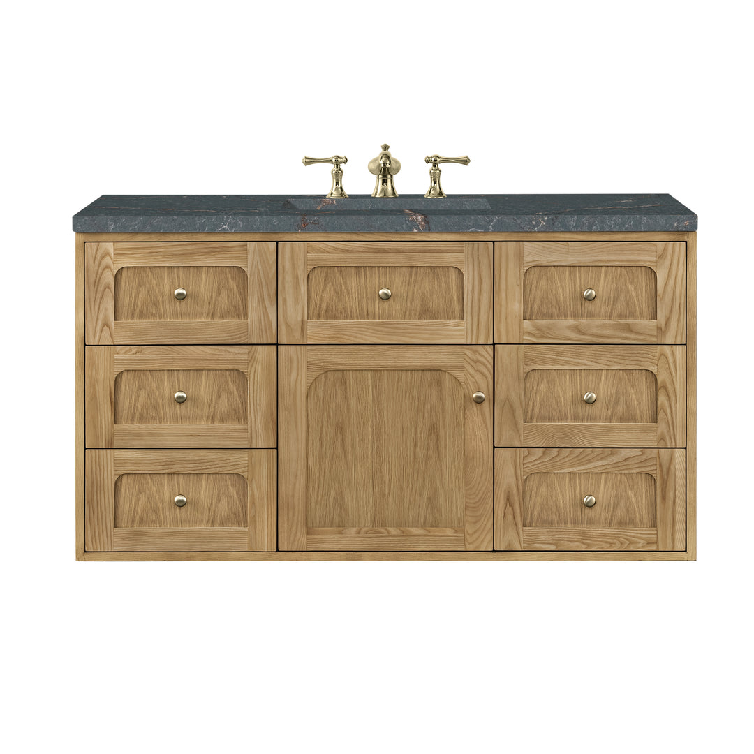 Laurent 48" Single Vanity, Light Natural Oak w/ 3 CM Parisien Bleu Top w/FreePower Wireless Charger