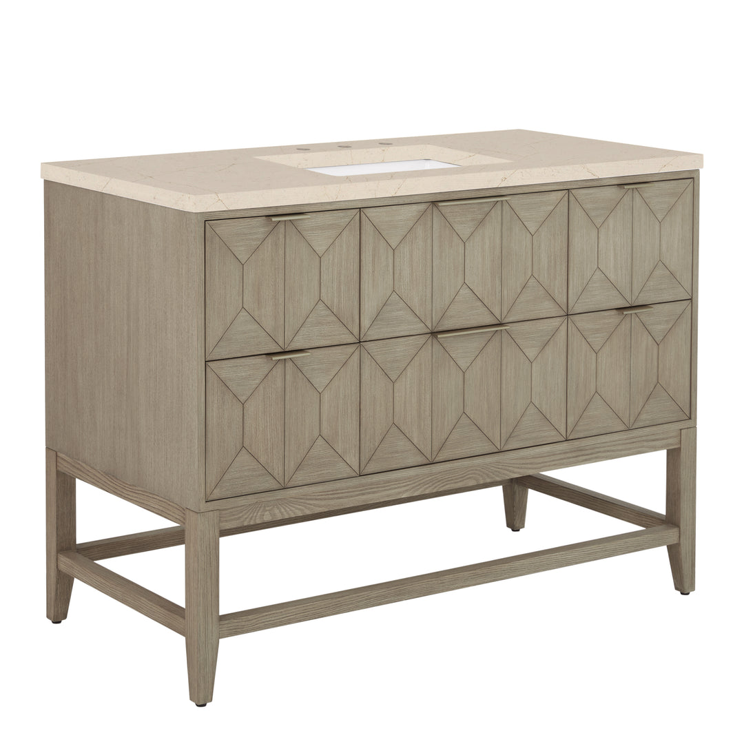 Emmeline 48" Single Vanity, Pebble Oak w/ 3 CM Eternal Marfil Silestone Top