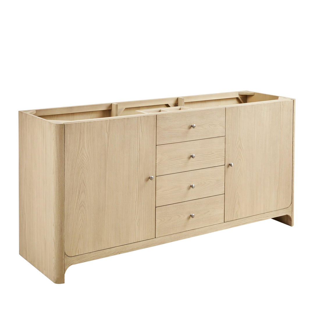 Gracyn 72" Double Vanity, Coastal Driftwood, w/ 3 CM White Zeus Quartz Top