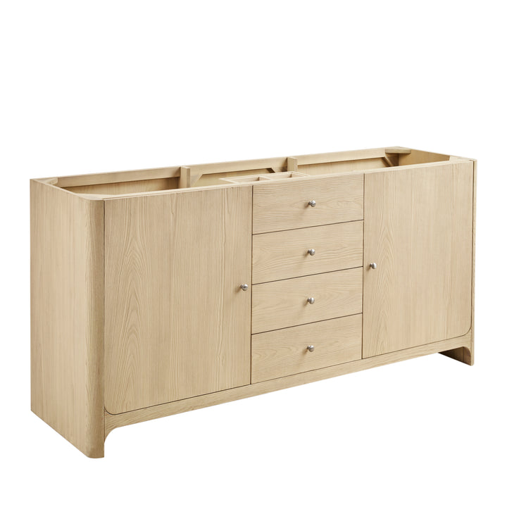 Gracyn 72" Double Vanity, Coastal Driftwood, w/ 3 CM White Zeus Quartz Top