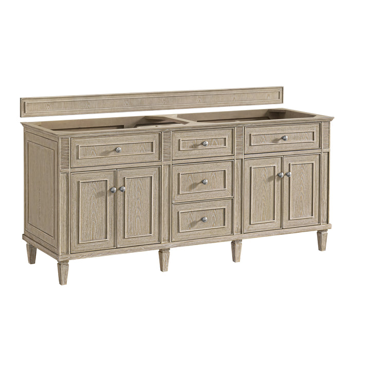 Lorelai 72" Double Vanity, Whitewashed Oak w/ 3 CM Eternal Jasmine Pearl Silestone Top
