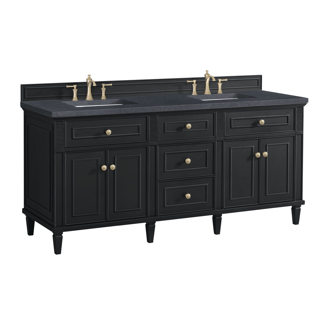 Lorelai 72" Double Vanity, Black Onyx w/ 3 CM Charcoal Soapstone Silestone Top