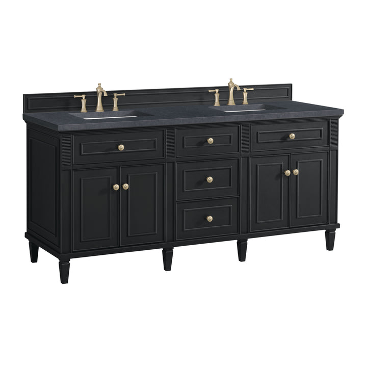 Lorelai 72" Double Vanity, Black Onyx w/ 3 CM Charcoal Soapstone Silestone Top
