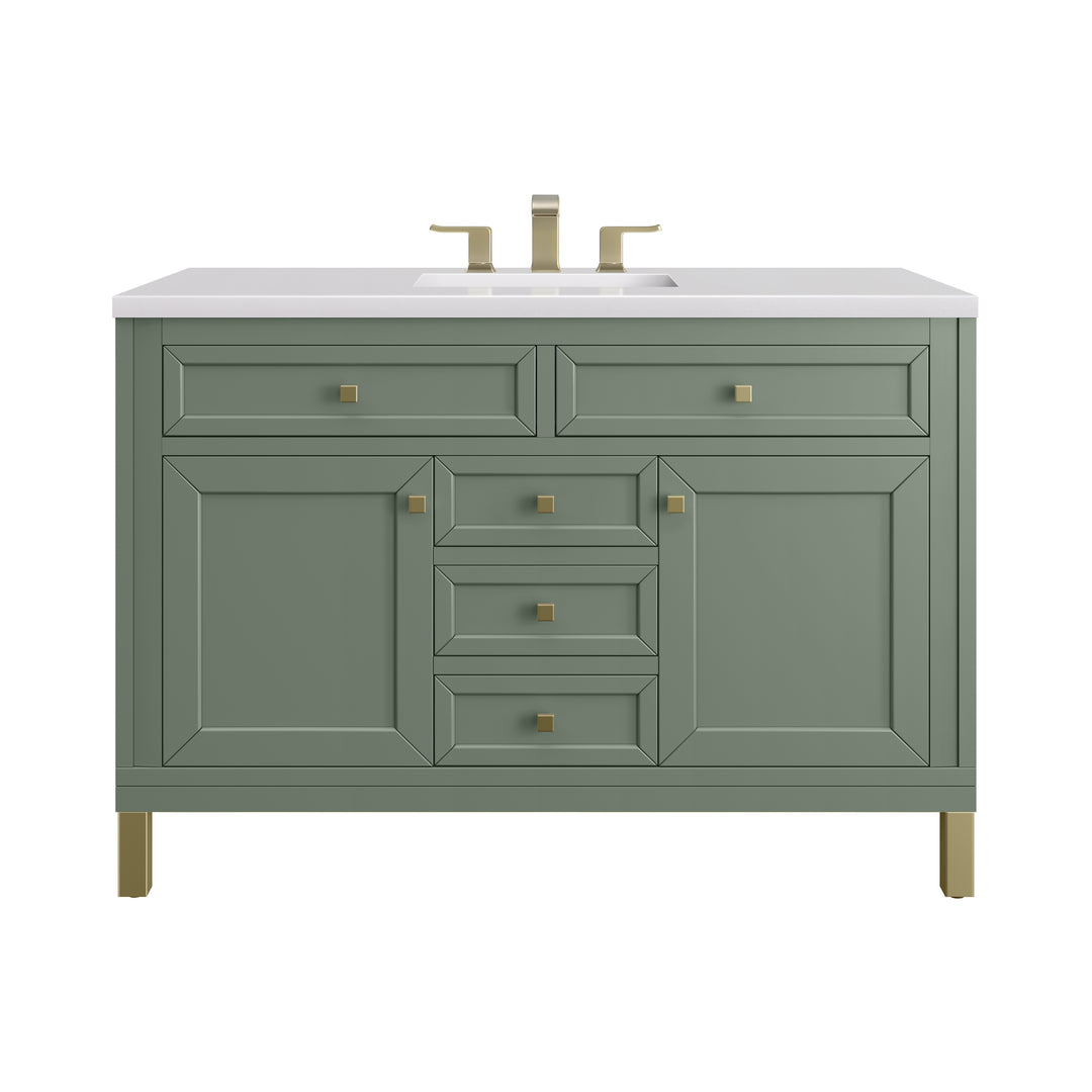 Chicago 48" Single Vanity, Smokey Celadon, w/ 3 CM White Zeus Silestone® Top