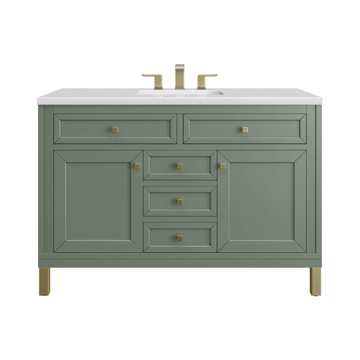 Chicago 48" Single Vanity, Smokey Celadon, w/ 3 CM White Zeus Silestone® Top