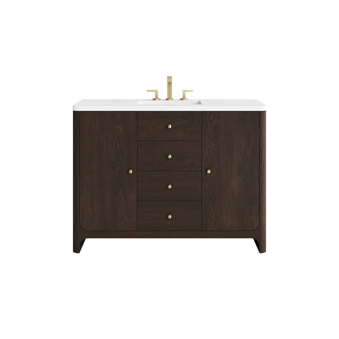 Gracyn 48" Single Vanity, Sable, w/ 3 CM White Zeus Quartz Widespread Top