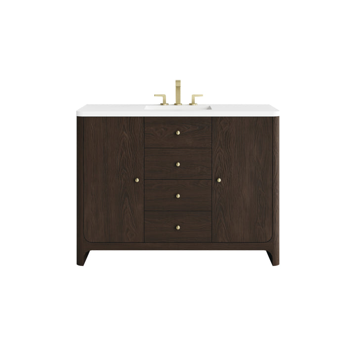 Gracyn 48" Single Vanity, Sable, w/ 3 CM White Zeus Quartz Widespread Top