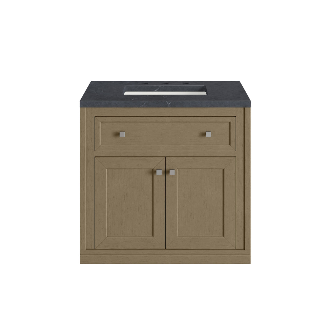 Chicago 30" Single Vanity, Walnut Whisper, w/ 3 CM Charcoal Soapstone Silestone® Top