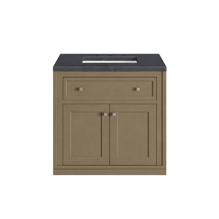 Chicago 30" Single Vanity, Walnut Whisper, w/ 3 CM Charcoal Soapstone Silestone® Top