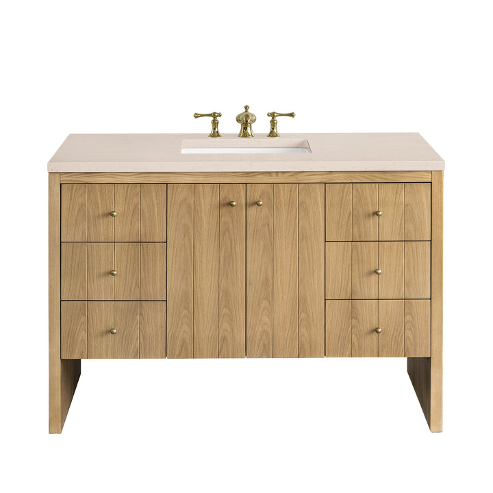Hudson 48" Single Vanity, Light Natural Oak w/ 3 CM Eternal Marfil Top