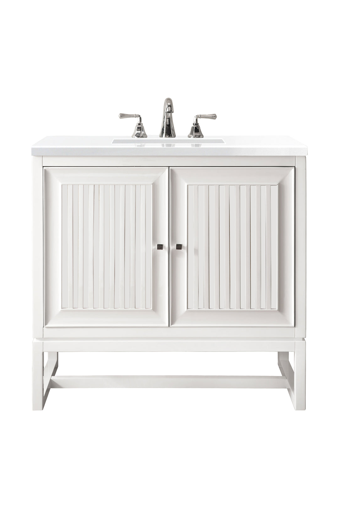 Athens 30" Single Vanity, Glossy White w/ 3 CM White Zeus Silestone Top