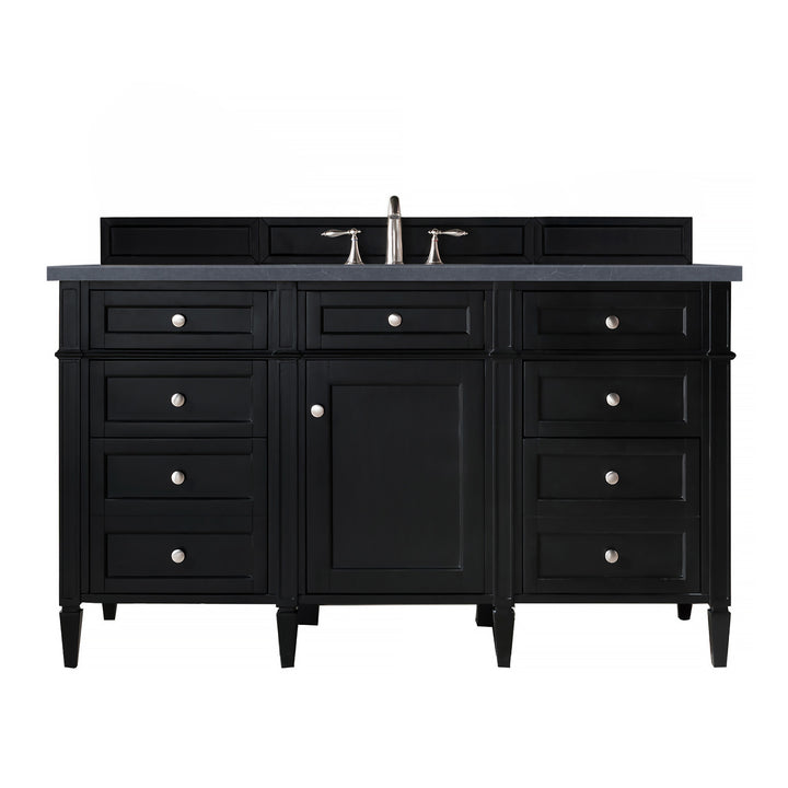Brittany 60" Single Vanity, Black Onyx, w/ 3 CM Charcoal Soapstone Silestone Top