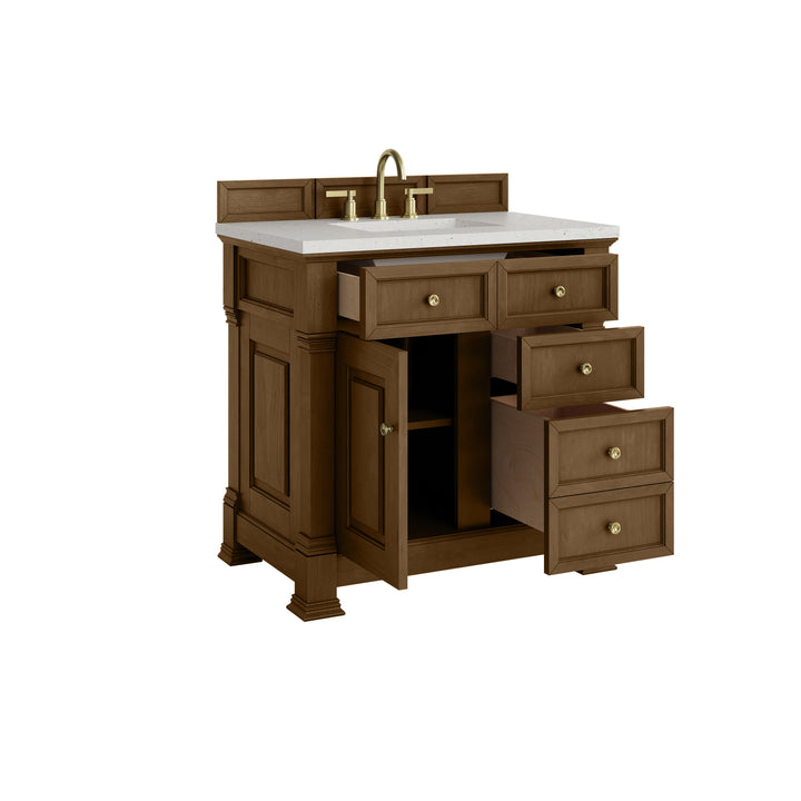 Brookfield 36" Single Vanity, Honey Oak w/ 3 CM Lime Delight Silestone® Top