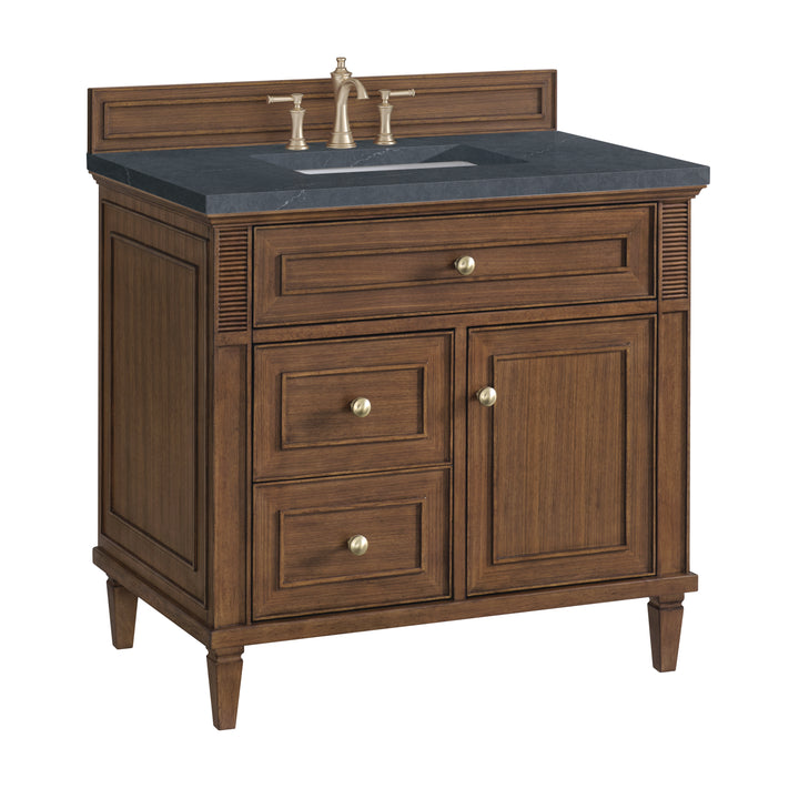 Lorelai 36" Single Vanity, Mid-Century Walnut w/ 3 CM Charcoal Soapstone Silestone Top