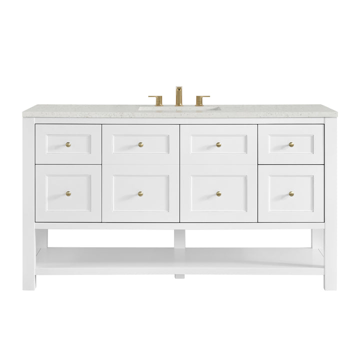 Breckenridge 60" Single Vanity, Bright White, w/ 3 CM Lime Delight Quartz Top