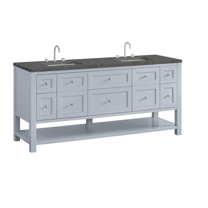 Breckenridge 72" Double Vanity, Serenity Blue w/ 3 CM Parisien Bleu Top w/FreePower Wireless Charger