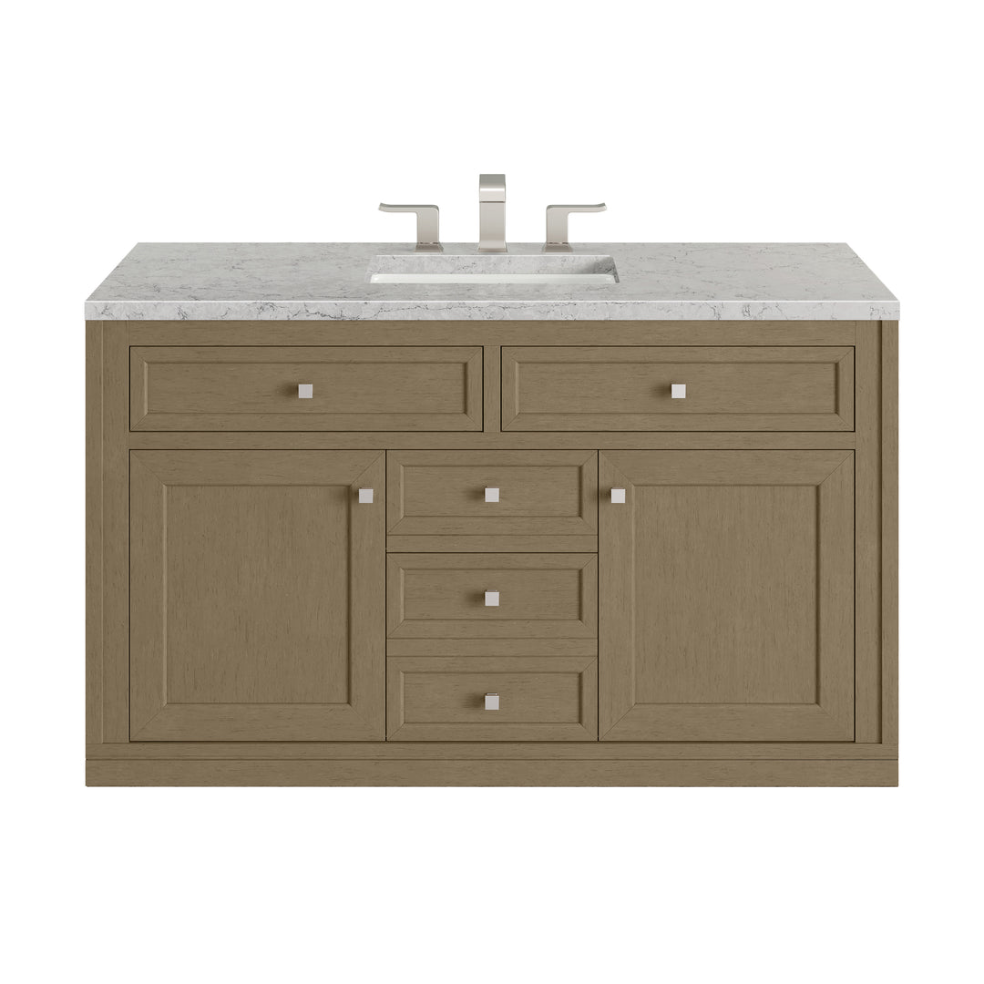 Chicago 48" Single Vanity, Walnut Whisper, w/ 3 CM Eternal Jasmine Pearl Silestone® Top