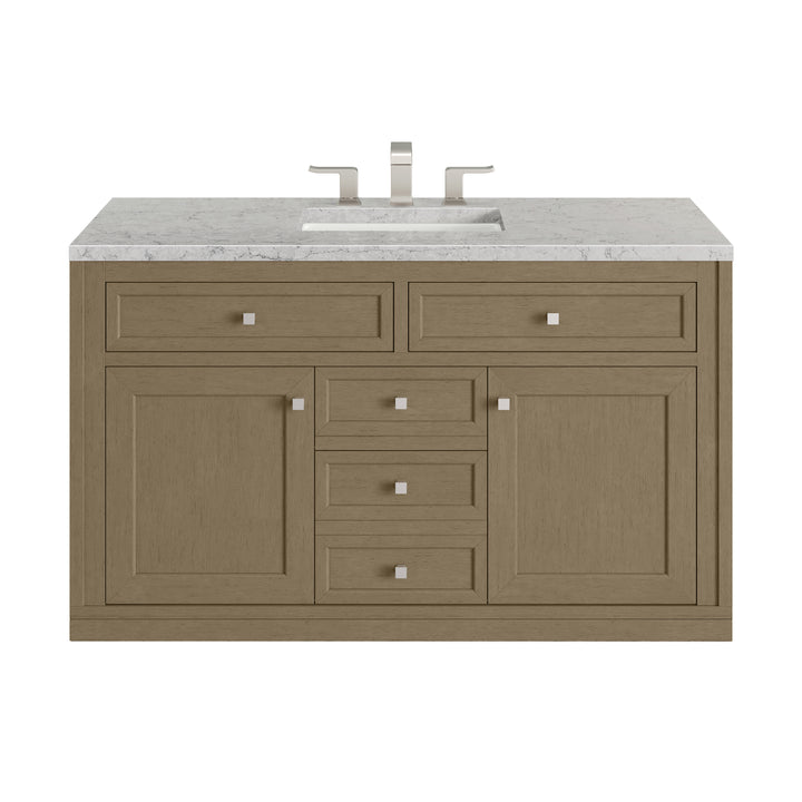 Chicago 48" Single Vanity, Walnut Whisper, w/ 3 CM Eternal Jasmine Pearl Silestone® Top w/FreePower Wireless Charger