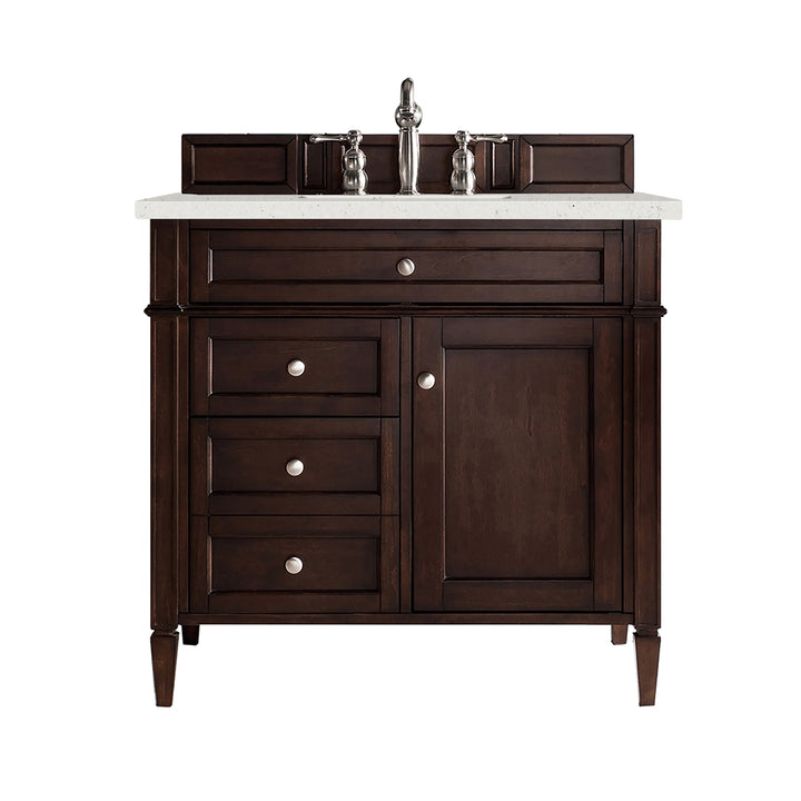 Brittany 36" Single Vanity, Burnished Mahogany w/ 3 CM Lime Delight Silestone Top