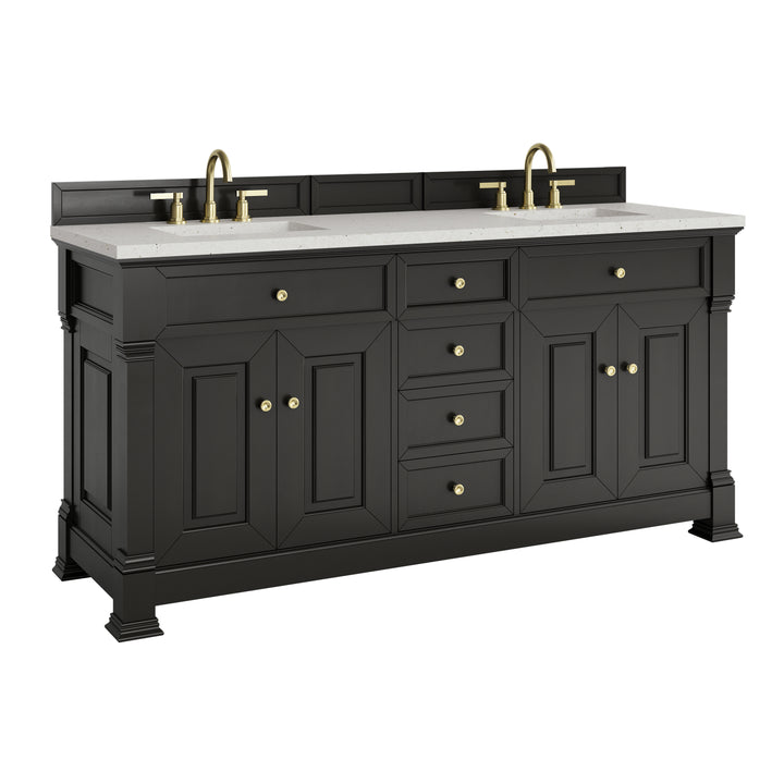 Brookfield 72" Double Vanity, Black Onyx w/ 3 CM Lime Delight Silestone® Top