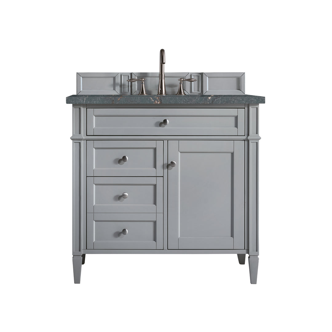 Brittany 36" Single Vanity, Urban Gray w/ 3 CM Parisien Bleu Silestone Top