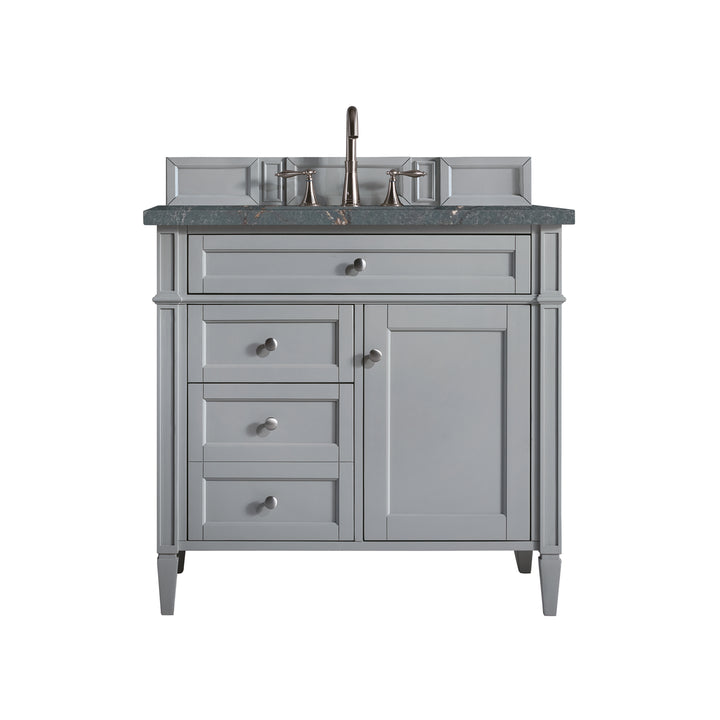 Brittany 36" Single Vanity, Urban Gray w/ 3 CM Parisien Bleu Silestone Top