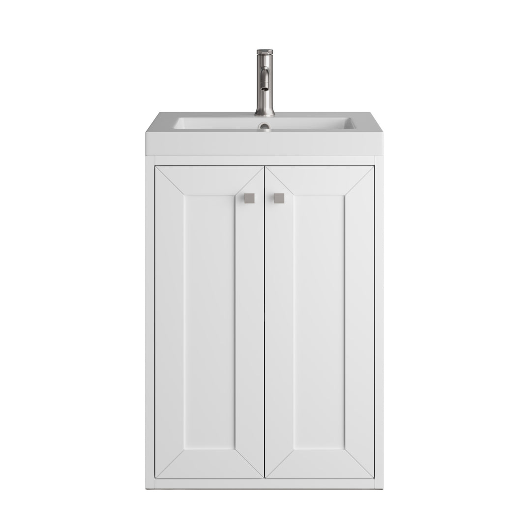Chianti 20" Single Vanity, Glossy White w/ White Glossy Composite Stone Top