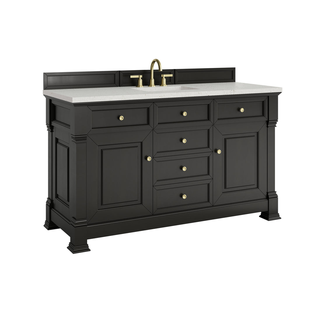 Brookfield 60" Single Vanity, Black Onyx w/ 3 CM Lime Delight Silestone® Top
