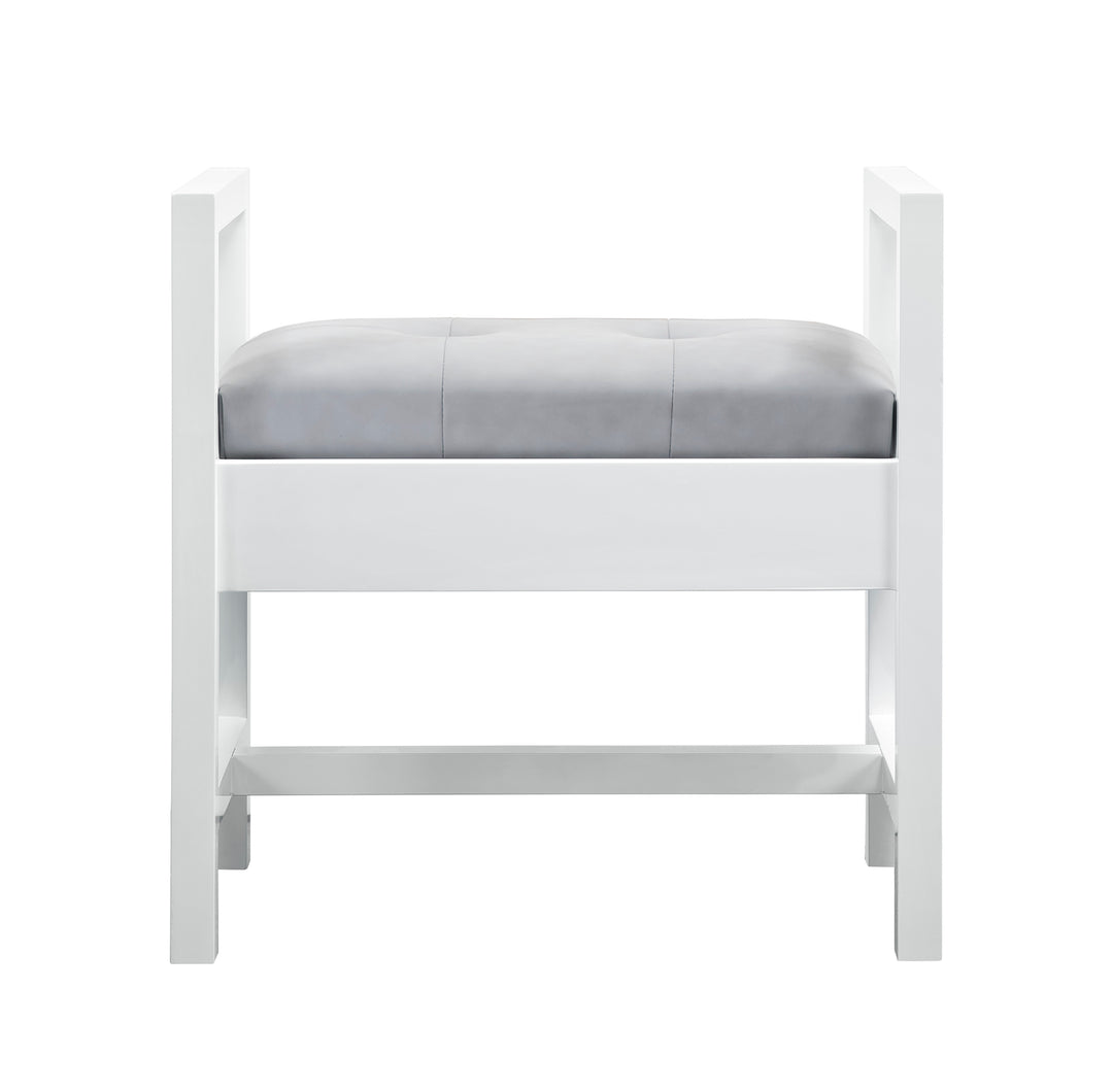 Addison 24.5" Upholstered Bench, Glossy White