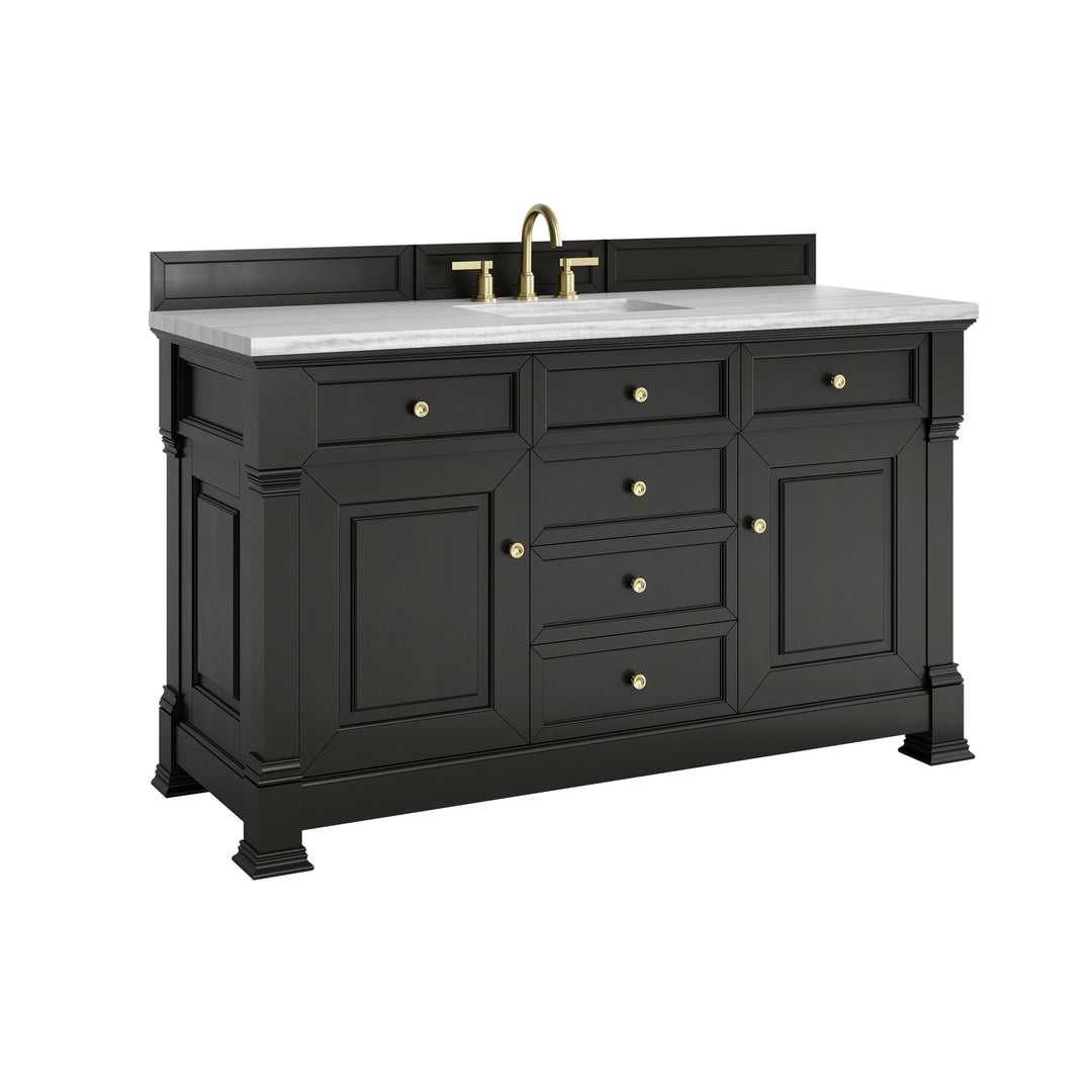 Brookfield 60" Single Vanity, Black Onyx w/ 3 CM Arctic Fall Solid Surface Top