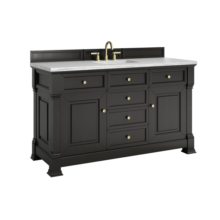 Brookfield 60" Single Vanity, Black Onyx w/ 3 CM Arctic Fall Solid Surface Top