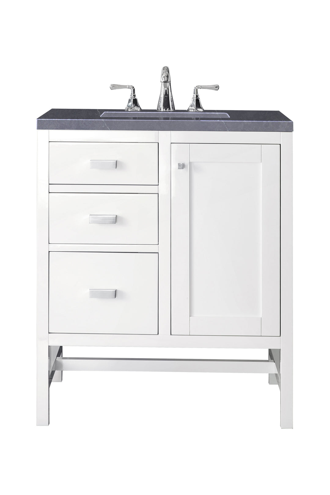 Addison 30" Single Vanity, Glossy White w/ 3 CM Charcoal Soapstone Silestone Top